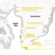 Map showing Viking settlements and areas explored by hunters in search of walruses.